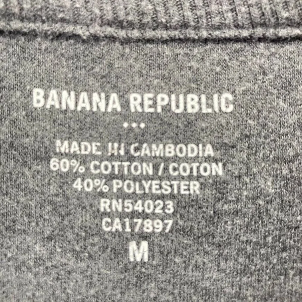 Banana Republic Mens 1/4 Sweatshirt Size Medium Gray Long Sleeve Mock Neck‎